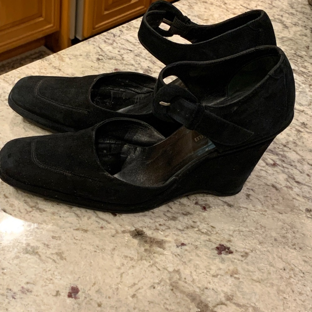 Stephen Kelian  black suede, belt buckle , shoes